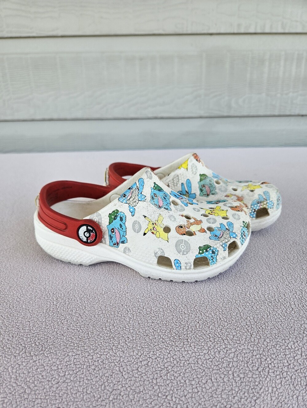 Crocs Classic Clog Toddler SZ 11 Slip-On White Pokemon Water Shoes